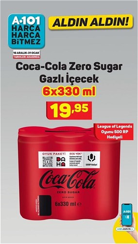 Coca-Cola Zero Sugar Gazlı İçecek 6x330 ml image