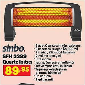 Sinbo SFH 3399 Quartz Isıtıcı image