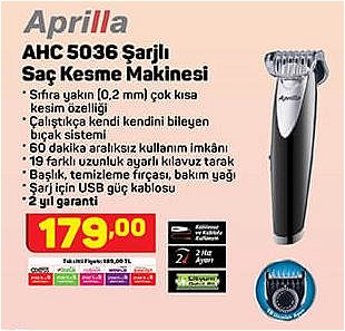 Aprilla AHC 5036 Şarjlı Saç Kesme Makinesi image