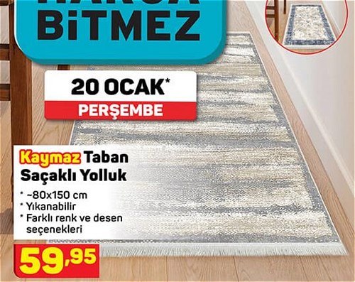 Kaymaz Taban Saçaklı Yolluk 80x150 cm image