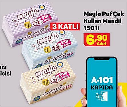 Maylo Puf Çek Kullan Mendil 3 Katlı 150'li image