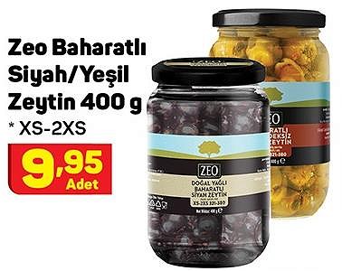 Zeo Baharatlı Siyah/Yeşil Zeytin 400 g XS-2XS image