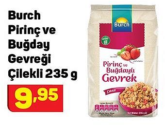 Burch Pirinç ve Buğday Gevreği Çilekli 235 g image