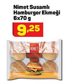 Nimet Susamlı Hamburger Ekmeği 6x70 g image