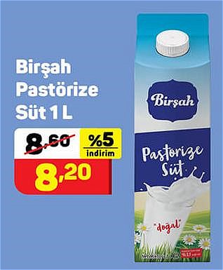 Birşah Pastörize Süt 1 L image