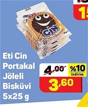 Eti Cin Portakal Jöleli Bisküvi 5x25 g image