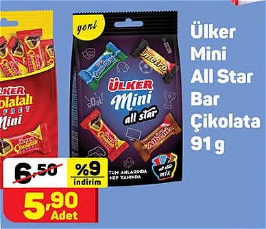 A101 Ülker Mini All Star Bar Çikolata 91 g