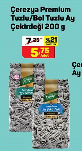 Çerezya Premium Tuzlu/Bol Tuzlu Ay Çekirdeği 200 g image