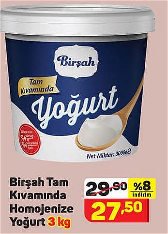 Birşah Tam Kıvamında Homojenize Yoğurt 3 kg image