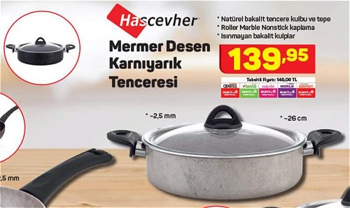 Hascevher Mermer Desen Karnıyarık Tenceresi 26 cm image