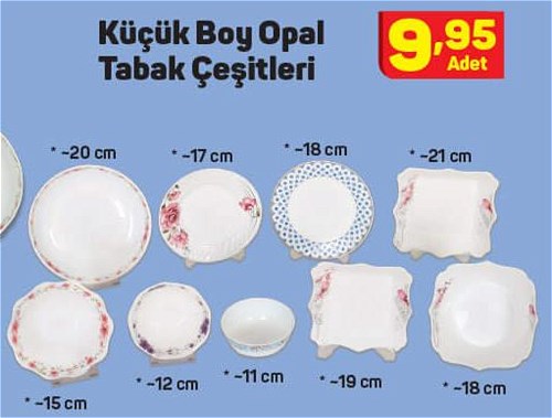 Küçük Boy Opal Tabak Çeşitleri / Adet image