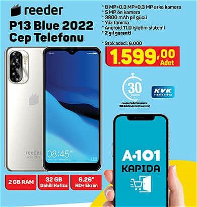 A101 Reeder P13 Blue 2022 Cep Telefonu 32 GB 