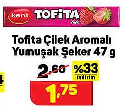 Tofita Çilek Aromalı Yumuşak Şeker 47 g image