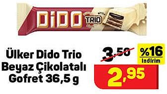 Ülker Dido Trio Beyaz Çikolatalı Gofret 36,5 g image