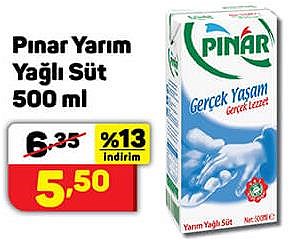 Pınar Yarım Yağlı Süt 500 ml image