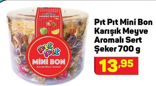 Pıt Pıt Mini Bon Karışık Meyve Aromalı Sert Şeker 700 g image