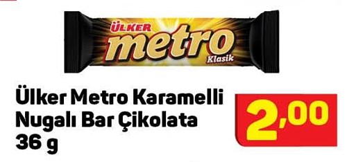 Ülker Metro Karamelli Nugalı Bar Çikolata 36 g image