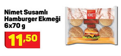 Nimet Susamlı Hamburger Ekmeği 6x70 g image