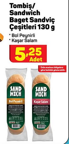 Tombiş/Sandwich Baget Sandviç Çeşitleri 130 g image