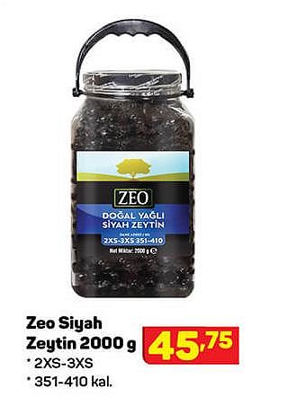 Zeo Siyah Zeytin 2000 g 2XS-3XS 351-410 kal image