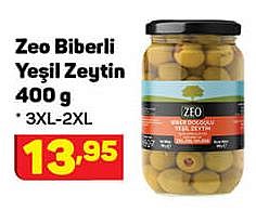 Zeo Biberli Yeşil Zeytin 400 g 3XL-2XL image