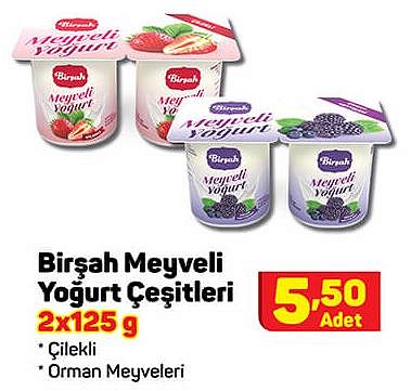 Birşah Meyveli Yoğurt Çeşitleri 2x125 g image