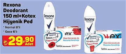 Rexona Deodorant 150 ml+Kotex Hijyenik Ped image