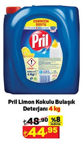 Pril Limon Kokulu Bulaşık Deterjanı 4 kg image