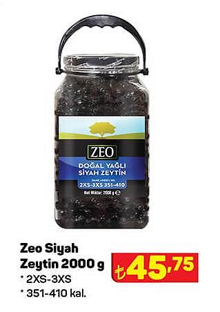 Zeo Siyah Zeytin 2000 g 2XS-3XS 351-410 kal image