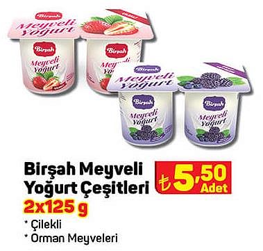 Birşah Meyveli Yoğurt Çeşitleri 2x125 g image