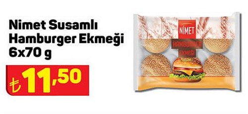 Nimet Susamlı Hamburger Ekmeği 6x70 g image