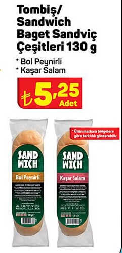 Tombiş/Sandwich Baget Sandviç Çeşitleri 130 g image