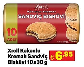 Xroll Kakaolu Kremalı Sandviç Bisküvi 10x30 g image