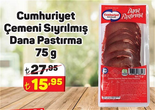 Cumhuriyet Çemeni Sıyrılmış Dana Pastırma 75 g image