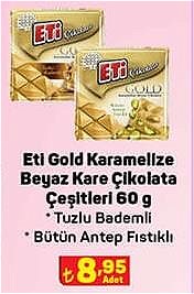 Eti Gold Karamelize Beyaz Kare Çikolata Çeşitleri 60 g image