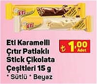 Eti Karamelli Çıtır Patlaklı Stick Çikolata Çeşitleri 15 g image