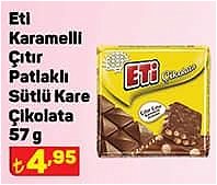 Eti Karamelli Çıtır Patlaklı Sütlü Kare Çikolata 57 g image