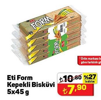 Eti Form Kepekli Bisküvi 5x45 g image