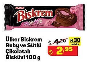 Ülker Biskrem Ruby ve Sütlü Çikolatalı Bisküvi 100 g image