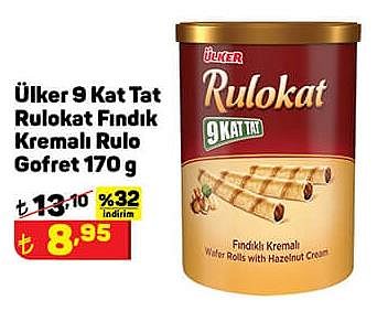 Ülker 9 Kat Tat Rulokat Fındık Kremalı Rulo Gofret 170 g image