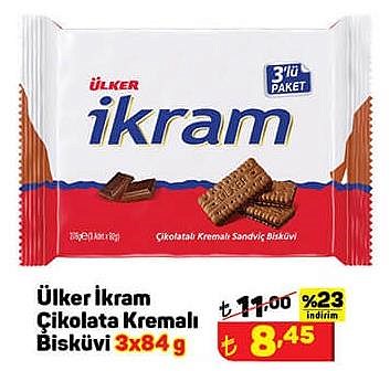 Ülker İkram Çikolata Kremalı Bisküvi 3x84 g image