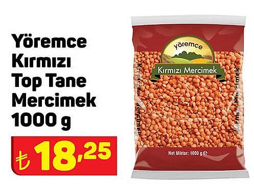 Yöremce Kırmızı Top Tane Mercimek 1000 g image