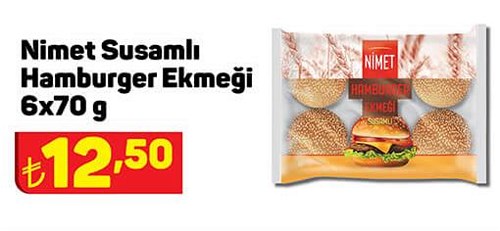 Nimet Susamlı Hamburger Ekmeği 6x70 g image