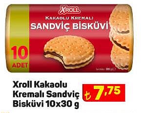 Xroll Kakaolu Kremalı Sandviç Bisküvi 10x30 g image