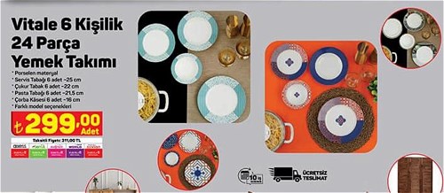 Vitale 6 Kişilik 24 Parça Yemek Takımı image