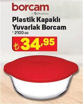 Paşabahçe Borcam Plastik Kapaklı Yuvarlak Borcam 2100 cc image