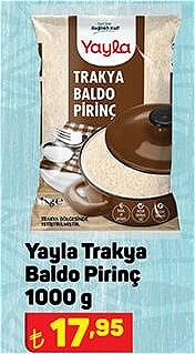 Yayla Trakya Baldo Pirinç 1000 g image