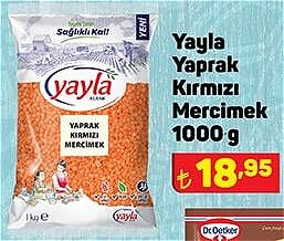 Yayla Yaprak Kırmızı Mercimek 1000 g image