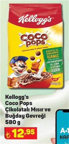 Kellogg's Coco Pops Çikolatalı Mısır ve Buğday Gevreği 580 g image