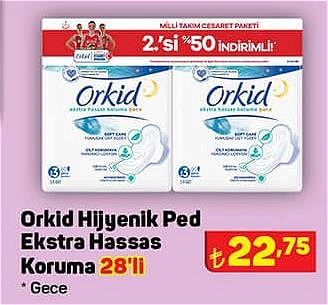 Orkid Hijyenik Ped Ekstra Hassas Koruma 28'li Gece image